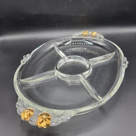 Vintage Mikasa Divided Glass Oval Serving Dish 5 Compartments 16" x 11" - Picture 1 of 10